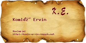 Komló Ervin névjegykártya